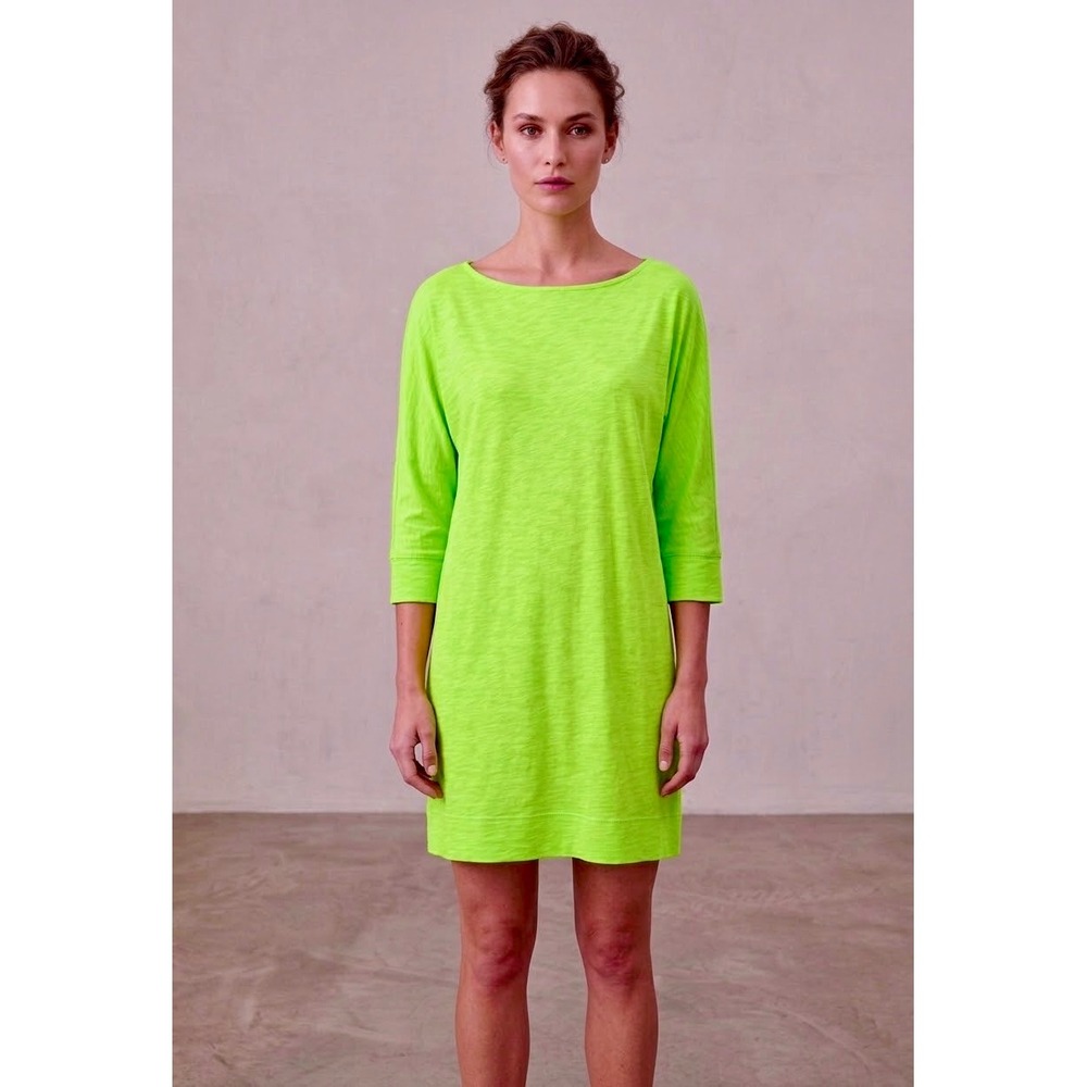 Lilly Pulitzer Lime Green Pima Cotton Shift Dress Halloween 3/4 Sleeve M